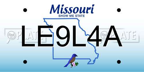 LE9L4A Missouri License Plate
