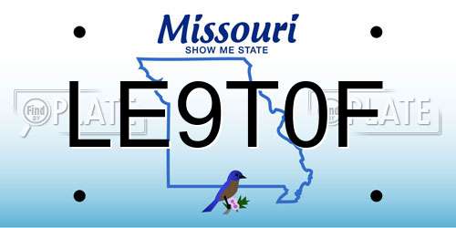 LE9T0F Missouri License Plate