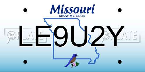 LE9U2Y Missouri License Plate
