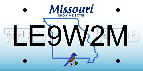 LE9W2M Missouri License Plate