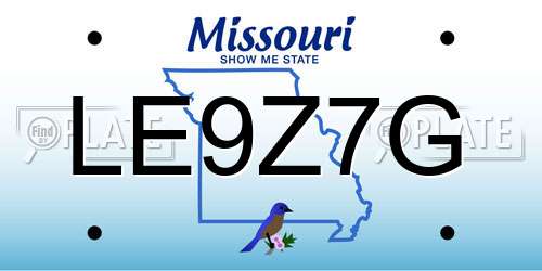 LE9Z7G Missouri License Plate