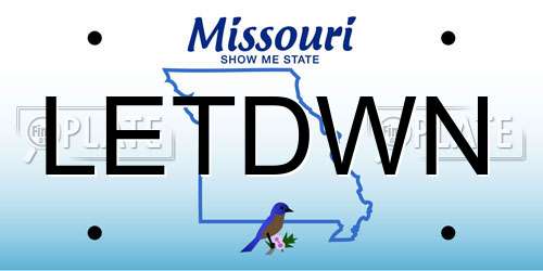 LETDWN Missouri License Plate