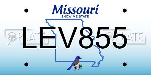 LEV855 Missouri License Plate