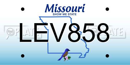 LEV858 Missouri License Plate