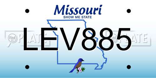 LEV885 Missouri License Plate