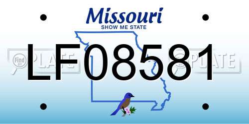 LF08581 Missouri License Plate
