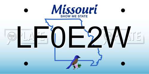 LF0E2W Missouri License Plate