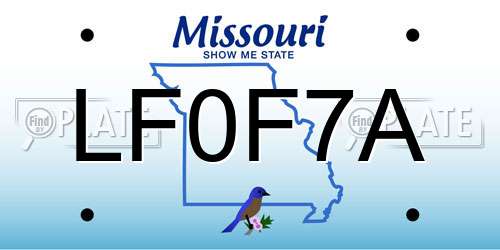 LF0F7A Missouri License Plate