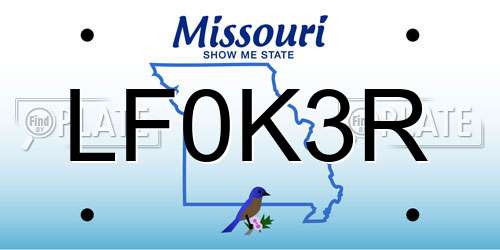 LF0K3R Missouri License Plate