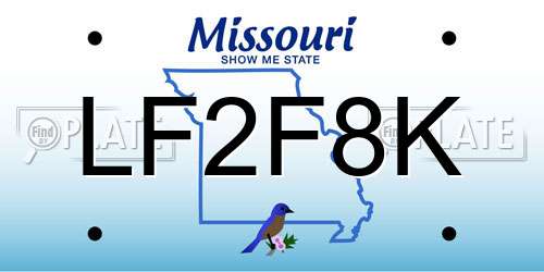 LF2F8K Missouri License Plate