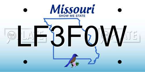 LF3F0W Missouri License Plate