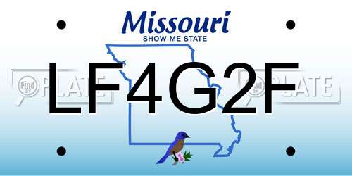 LF4G2F Missouri License Plate