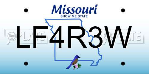 LF4R3W Missouri License Plate