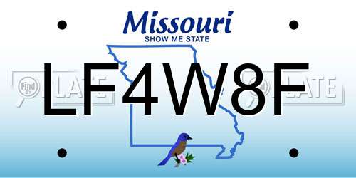 LF4W8F Missouri License Plate