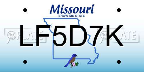 LF5D7K Missouri License Plate