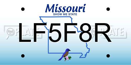 LF5F8R Missouri License Plate