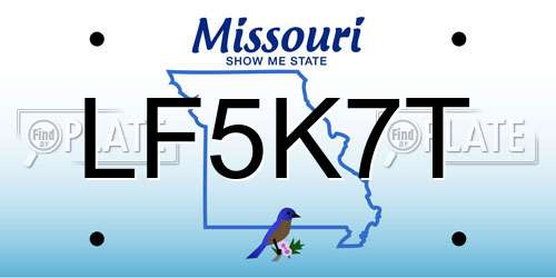 LF5K7T Missouri License Plate