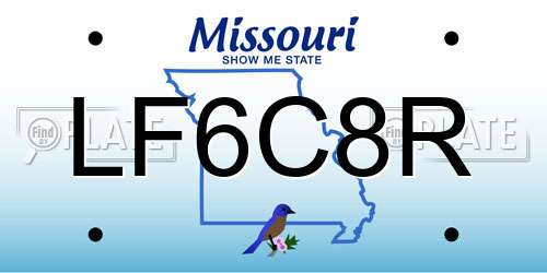 LF6C8R Missouri License Plate