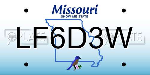 LF6D3W Missouri License Plate