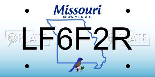 LF6F2R Missouri License Plate