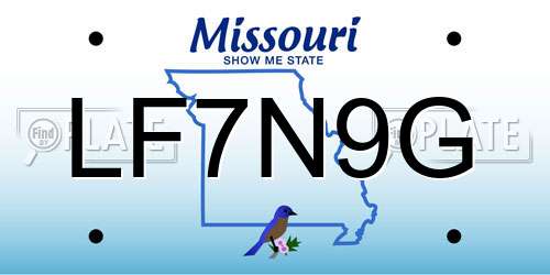 LF7N9G Missouri License Plate