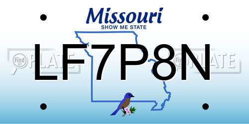 LF7P8N Missouri License Plate