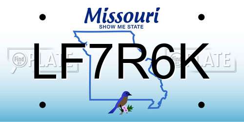 LF7R6K Missouri License Plate