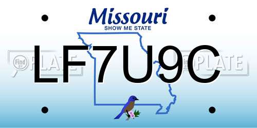 LF7U9C Missouri License Plate