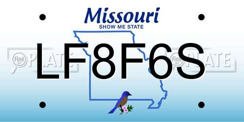 LF8F6S Missouri License Plate