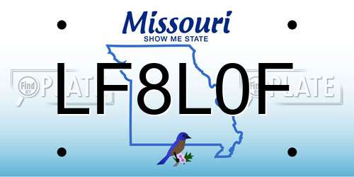 LF8L0F Missouri License Plate