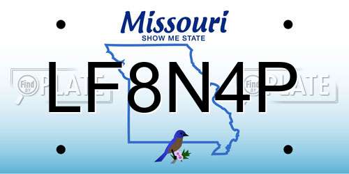 LF8N4P Missouri License Plate