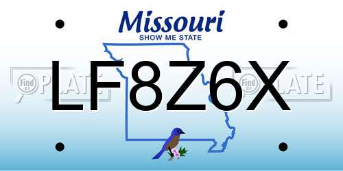 LF8Z6X Missouri License Plate