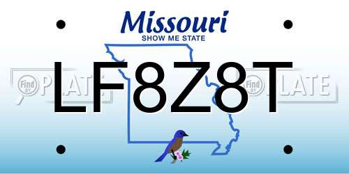 LF8Z8T Missouri License Plate