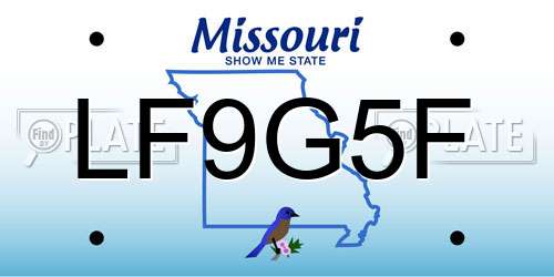 LF9G5F Missouri License Plate