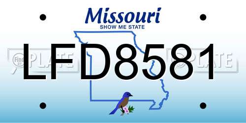 LFD8581 Missouri License Plate