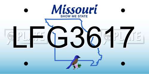 LFG3617 Missouri License Plate