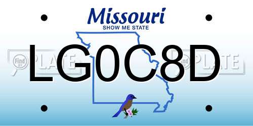 LG0C8D Missouri License Plate
