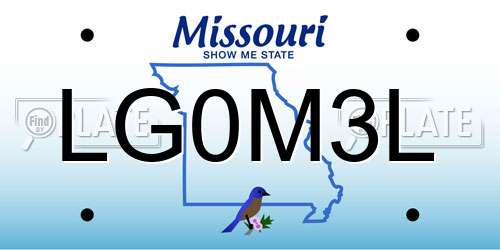 LG0M3L Missouri License Plate