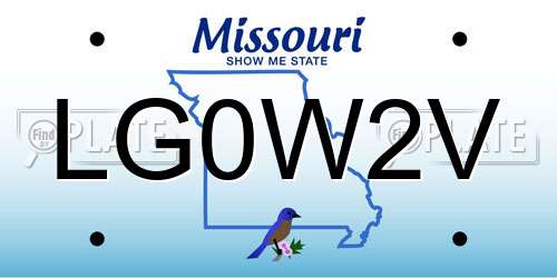 LG0W2V Missouri License Plate