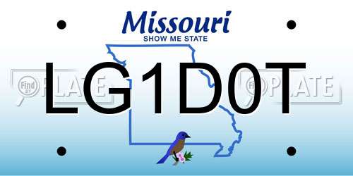 LG1D0T Missouri License Plate