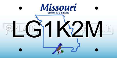 LG1K2M Missouri License Plate