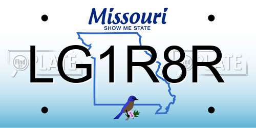 LG1R8R Missouri License Plate
