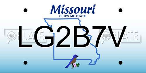LG2B7V Missouri License Plate