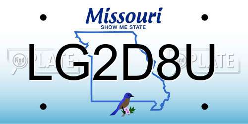 LG2D8U Missouri License Plate