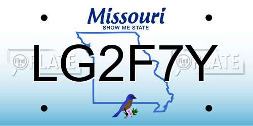 LG2F7Y Missouri License Plate