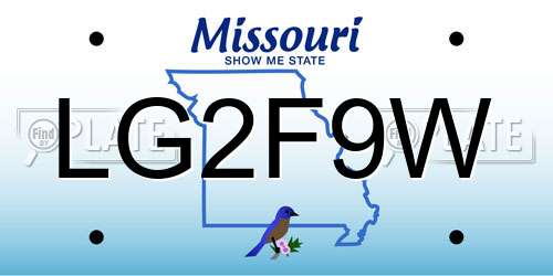 LG2F9W Missouri License Plate