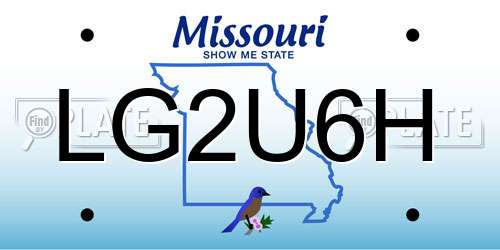 LG2U6H Missouri License Plate