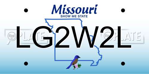 LG2W2L Missouri License Plate