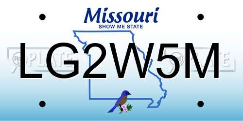 LG2W5M Missouri License Plate