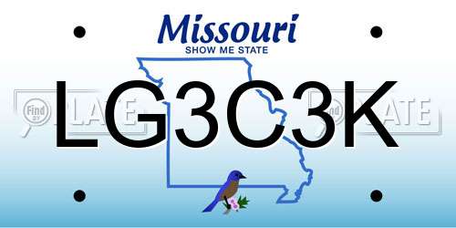 LG3C3K Missouri License Plate